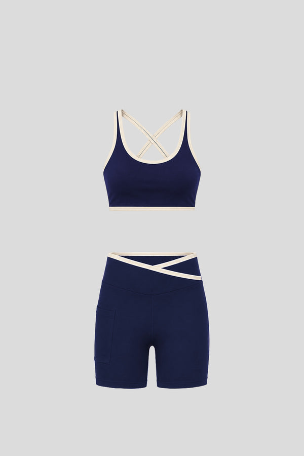 Cross Biker Set (Navy/Ivory)